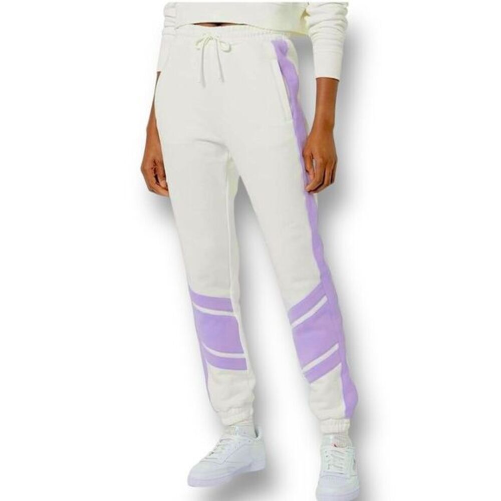 EleVen‎ by Venus Williams M White Purple Collegiate Track Pants Preppy Athletic